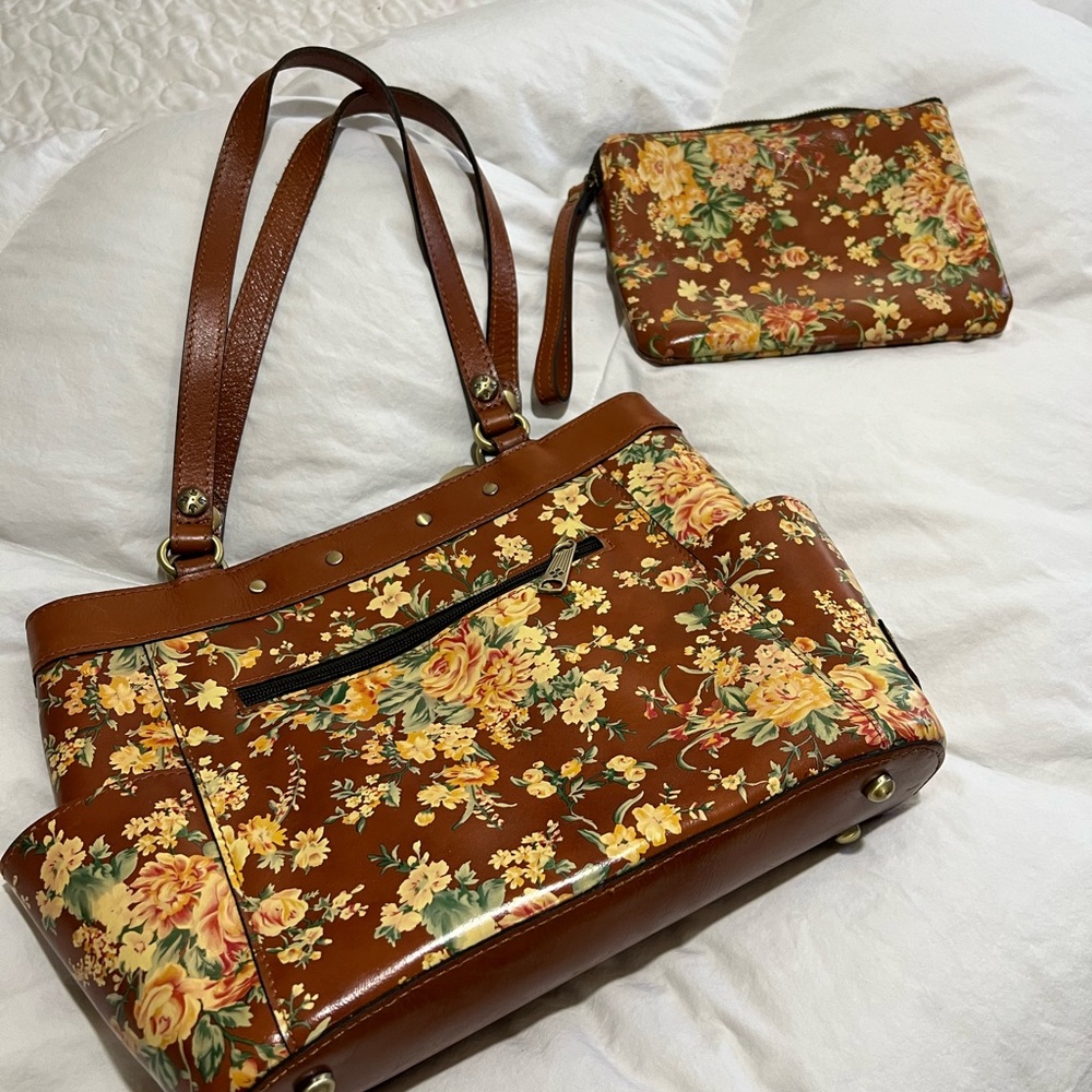 Purse 10th anniversary, Patricia Nash brown in color with yellow flowers